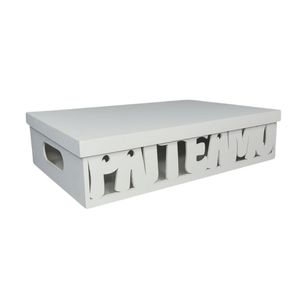 Caixa Tampa De Sapato Com Alça Pai Te Amo (30x20x07) Branco