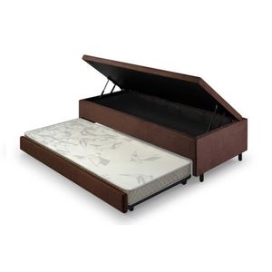 Bicama Com Baú Solteiro Reforçado Em Suede 88x188cm Marrom