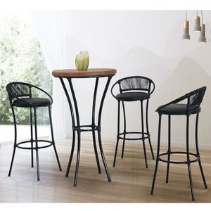 Conjunto De Mesa Com 3 Banquetas Bistro Havai Famais Preto