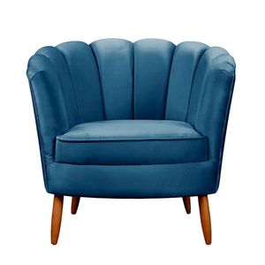 Poltrona Ariel Petala Decorativa Com Pés De Madeira Speciale Home Azul