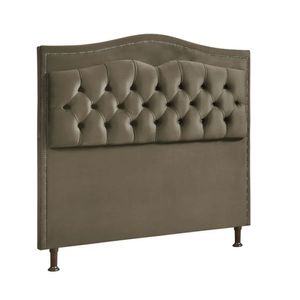 Cabeceira Estofada Holanda 1,40 Casal 2.0 Veludo Speciale Home Marrom Castor