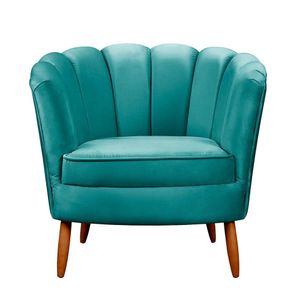 Poltrona Ariel Petala Decorativa Com Pés De Madeira Speciale Home Ciano
