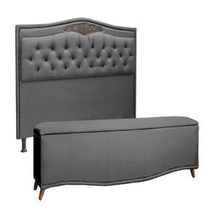 Conjunto Cabeceira E Calçadeira Holanda 1,95 Cm Linho Speciale Home Trovão