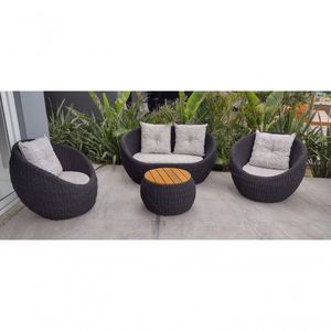 Conjunto De Sofá Em Corda Náutica Bola 1 Sofá 2l + 2 Poltronas + Mesa Centro Fendi