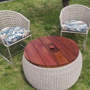 Conjunto De Poltronas Em Corda Náutica Jasmin 2 Poltronas + Mesa Com Champanheira Palmares Petróleo