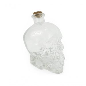 Garrafa De Vidro Formato Cranio Caveira Com Tampa Rolha Resistente 750ml