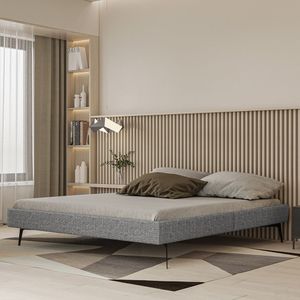 Base Bi Partida Slim Queen Em Linho Sem Cabeceira Skybox Cor Cinza