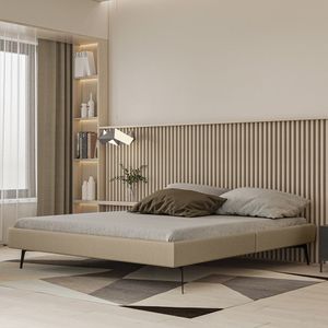 Base Bi Partida Slim Queen Em Linho Sem Cabeceira Skybox Cor Bege
