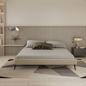 Base Bi Partida Slim Casal Em Linho Sem Cabeceira Skybox Cor Bege