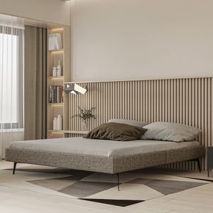 Base Bi Partida Slim Casal Em Linho Sem Cabeceira Skybox Cor Marrom