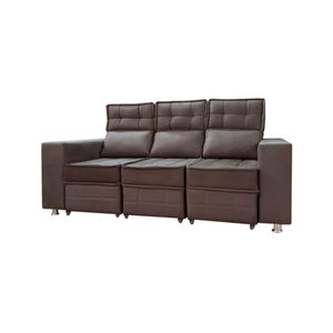 Sofá Retrátil E Reclinável 3 Lugares Londres 1.90cm Com Molas Suede Speciale Home Café