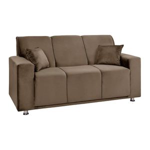 Sofá 3 Lugares Fixo Tokyo Veludo Speciale Home Marrom Castor