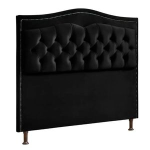 Cabeceira Estofada Holanda 0,90 Solteiro 2.0 Veludo Speciale Home Preto