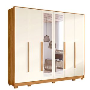 Guarda Roupa Fascínio Com 6 Portas 6 Gavetas E Espelho Em Carvalho Speciale Home Carvalho