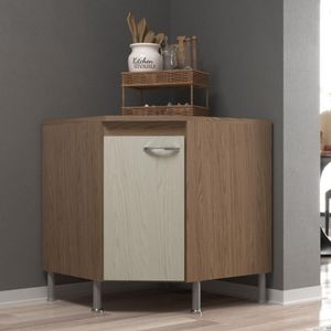 Balcão Modulado De Canto Com Tampo Fidelitá Paris 75cm 1 Porta Nogal/salinas
