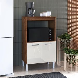 Balcão De Cozinha Modulado Para Forno E Microondas Fidelitá Verona 65cm 2 Portas Noce/off-white