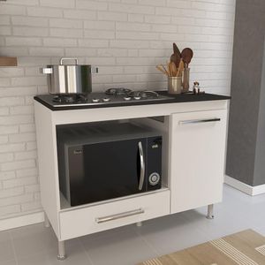 Balcão Modulado Para Forno E Cooktop 105cm 1 Porta 1 Gaveta Madrid Fidelitá Branco