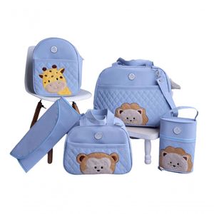 Bolsa Maternidade Bebê Kit 5pç Safari Azul Luxo Impermeável