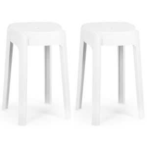 Kit 2 Banquetas Baixa Empilhável Nordica - Branco