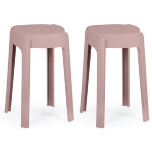 Kit 2 Banquetas Baixa Empilhável Nordica - Rosa