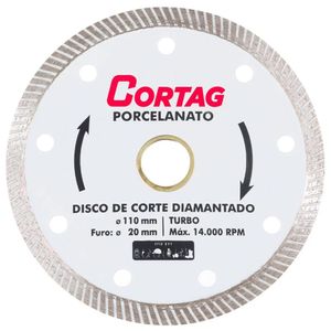 Disco De Corte Diamantado Turbo Porcelanato 110mm - Cortag