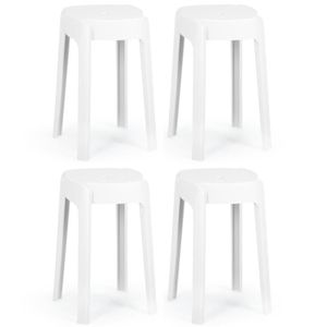 Kit 4 Banquetas Baixa Empilhável Nordica - Branco