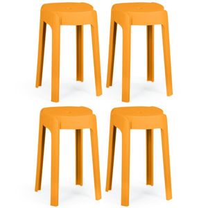 Kit 4 Banquetas Baixa Empilhável Nordica - Laranja