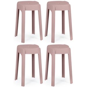 Kit 4 Banquetas Baixa Empilhável Nordica - Rosa