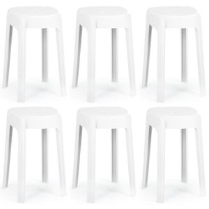 Kit 6 Banquetas Baixa Empilhável Nordica - Branco