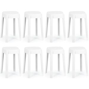 Kit 8 Banquetas Baixa Empilhável Nordica - Branco
