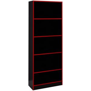 Armario Estante Multiuso 5 Prateleira Me4141 Preto Vermelho Tecno Mobili Preto Vermelho