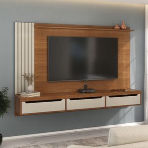 Painel Suporte Para Tv Até 75 Polegadas 3 Gavetas 200 Cm Madagascar Cinamomo-off White