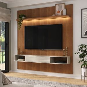 Painel Para Tv De Até 75 Polegadas Impressão 3d Ripado 183 Cm Atenas Cinamomo-off White