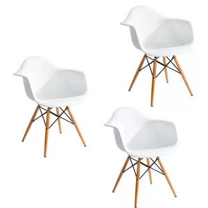 Kit 03 Cadeira Eiffel Com Braço Branco Branco