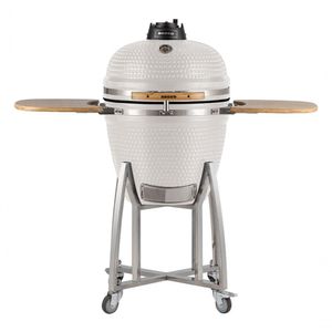 Churrasqueira Kamado Grande Da Rasco Branco C/ Grelha Aço Inox Suporte E Mesas. Serve Até 15 Pessoas Branco