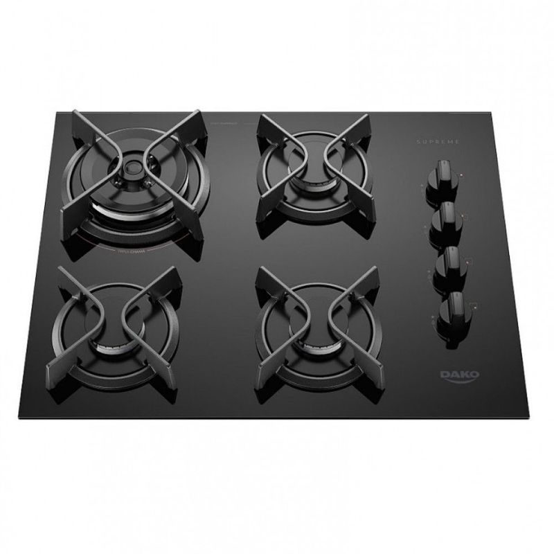 Cooktop 4 Bocas Atlas Preto - Agile Tripla Chama - Gás Bivolt