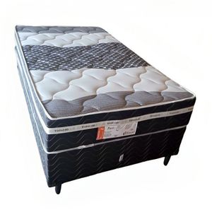 Conjunto Box Paris Solteiro Com Molas Ensacadas 88x188x68cm 2024 Topázio Preto E Cinza