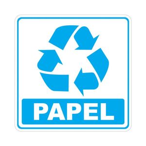 Adesivo Lixo Reciclavel Papel 1 Unidade 10cmx10cm Cor Azul