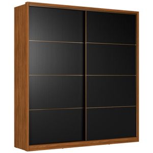 Guarda Roupa Casal 2 Portas De Correr Belga Nogueira Preto Flex Demartez Nogueira Preto Flex
