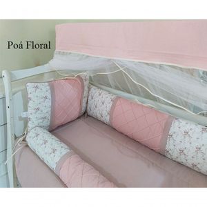Kit Berço 8 Pçs - Coleção Floral - Cambraia 100% Algodão -