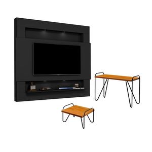 Conjunto Sala De Estar Kansas Preto Naturale