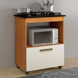 Balcão Para Cooktop 05 Bocas 1 Porta Basculante Salvia Naturalle Com Off White