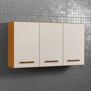 Armário Aéreo 3 Portas E 2 Prateleiras Etios Naturalle Com Off White