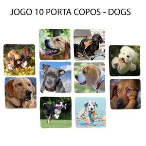 Jogo 10 Porta Copos Dog Cachorro Linha Pet Quadrado