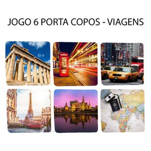 Jogo 6 Porta Copos Para Mochileiros E Viajantes Quadrado