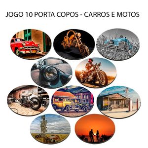 Jogo 10 Bolacha De Chopp Personalizado Carro Moto Antiga