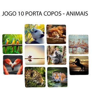 Jogo 10 Apoio De Copos Animais Mais Lindos Quadrado