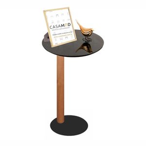 Mesa De Apoio Lateral Ou De Canto Para Sofá Monopé C/ Vidro Cor Preto