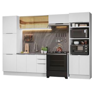 Armário De Cozinha Completa 330cm Branco Stella Madesa 07 Branco