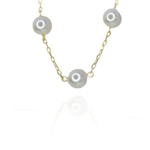 Pulseira De Pérolas Grandes Folheado Em Ouro 18k
